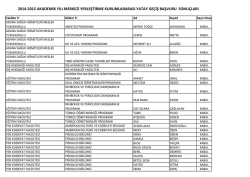 2014-2015 akademik yılı merkezi yerleştirme kurumlararası yatay
