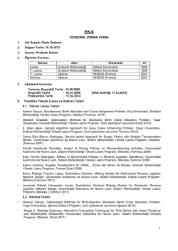 CV - Uluslararası Lojistik Y&ouml;netimi B&ouml;l&uuml;m&uuml;