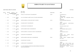 13. Meslek Grubu - Edirne Ticaret ve Sanayi Odası