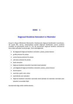 DERS 1 Doğrusal Denklem Sistemleri ve Matrisler