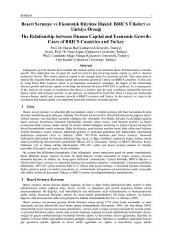 Beşeri Sermaye ve Ekonomik B&uuml;y&uuml;me İlişkisi