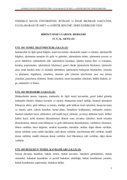 Uluslararası Ticaret ve Lojistik Bölümü Ders İçerikleri için tıklayınız.