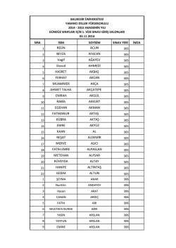 1. &Ouml;ğretim &Ouml;ğrencileri İ&ccedil;in Sınav Giriş Salonları
