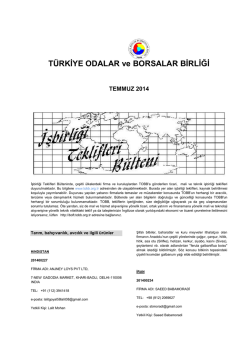 2014 Temmuz (pdf-235 Kb) - D&uuml;nyadan İşbirliği Teklifleri
