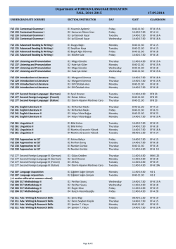 Department of FOREIGN LANGUAGE EDUCATION FALL, 2014
