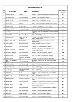 16-23 Ekim 2014 tarihlerinde Yapılan S&ouml;zl&uuml; Sınava Ait Sonu&ccedil; Listesi