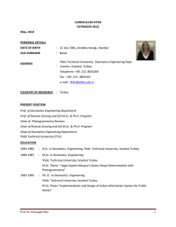 CURRICULUM VITAE FATMAG&Uuml;L KILI&Ccedil; May, 2014 PERSONAL