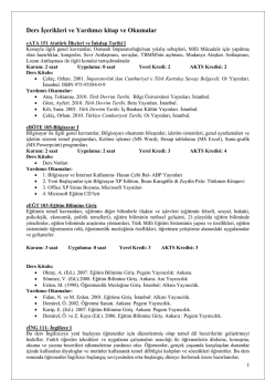 Ders İ&ccedil;erikleri ve Yardımcı kitap ve Okumalar