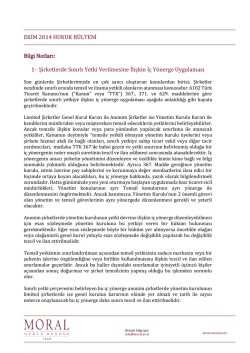 Şirketlerde Sınırlı Yetki Verilmesine İlişkin İ&ccedil; Y&ouml;nerge Uygulaması