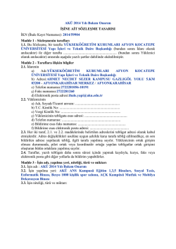 AK&Uuml; 2014 Yılı Bakım Onarım İşi S&ouml;zleşme Tasarısı