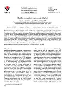 Checklist of Annelida from the coasts of Turkey