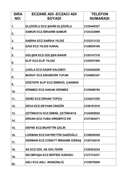 2014 Eczane Kura &Ccedil;ekim Sıralaması.11.07.2014