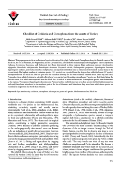 Checklist of Cnidaria and Ctenophora from the