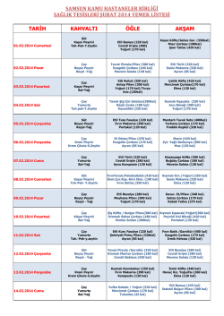 samsun kamu hastaneler birliği sağlık tesisleri şubat 2014 yemek