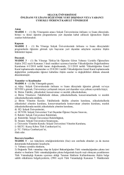 SEL&Ccedil;UK &Uuml;NİVERSİTESİ &Ouml;NLİSANS VE LİSANS D&Uuml;ZEYİNDE