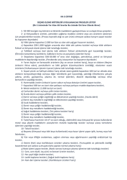 Se&ccedil;me Eleme Kriterleri Uygulanacak Projeler Listesi