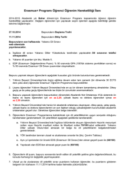 Erasmus+ Programı Öğrenci Öğrenim Hareketliliği İlanı
