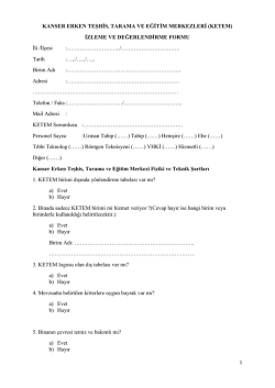 KETEM İzleme ve Değerlendirme Formu