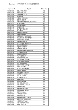 Ders Adı: KARAKTER VE DEĞERLER EĞİTİMİ &Ouml;ğrenci No Adı