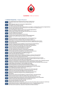 İ&ccedil;indekiler (Table of Contents) A. Orjinal Araştırma / Original Research