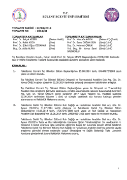 22/08/2014 Tıp Fak&uuml;ltesi Y&ouml;netim Kurulu Kararı