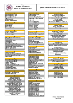 Işıktan Korunması Gereken İla&ccedil; Listesi