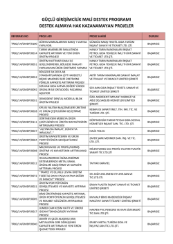 Destek almaya hak kazanamayan projeler