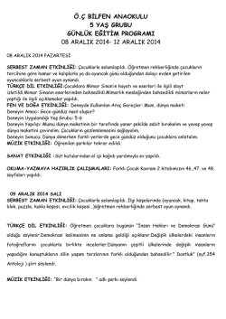 08-12 Aralık Etkinlikleri