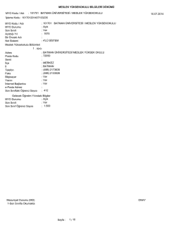 MESLEK Y&Uuml;KSEKOKULU BİLGİLERİ D&Ouml;K&Uuml;M&Uuml; İşleme Kodu