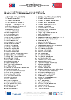 Davetli Y&uuml;ksek&ouml;ğretim Kurumları Listesi