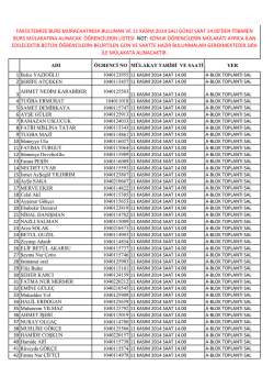 fak&uuml;ltemize burs m&uuml;racaatında bulunan ve 11 kasım 2014 salı g&uuml;n&uuml;