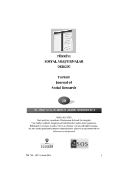 Cover - T&uuml;rkiye Sosyal Araştırmalar Dergisi