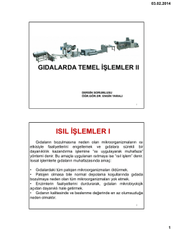 Gıdalarda Temel İşlemler II