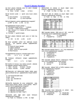 Hesap Tablosu Programı (EXCEL) Sınava Çalışma Soruları