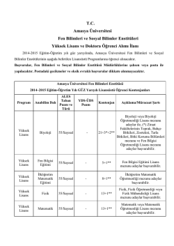 T.C. Amasya &Uuml;niversitesi Fen Bilimleri ve Sosyal Bilimler Enstit&uuml;leri
