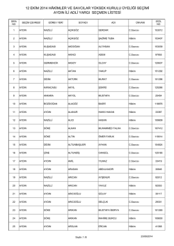 aydın ili adli yargı seçmen listesi 12 ekim 2014 hâkimler ve savcılar