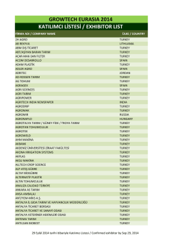 growtech eurasıa 2014 katılımcı listesi / exhıbıtor lıst