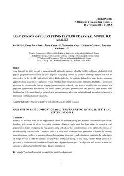 ara&ccedil; konfor &ouml;zelliklerinin testler ve sayısal model ile analizi