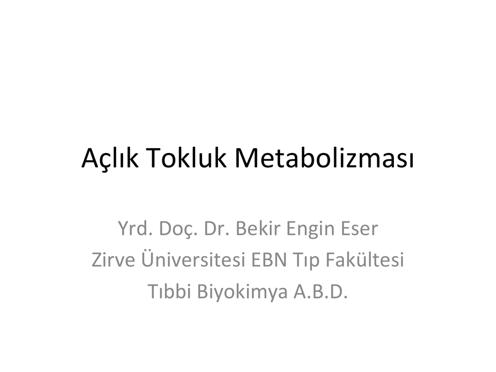Açlık Tokluk Metabolizması Açlık Tokluk Metabolizması