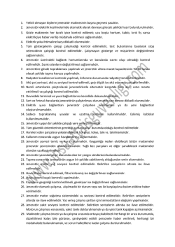 Jenerat&ouml;r Kullanma Talimatı