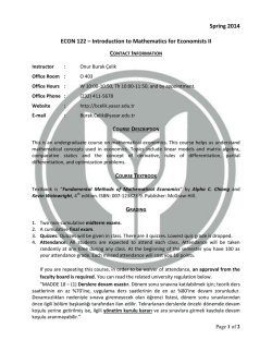Econ 122 Syllabus Spring 2014 - Assistant Professor Onur Burak