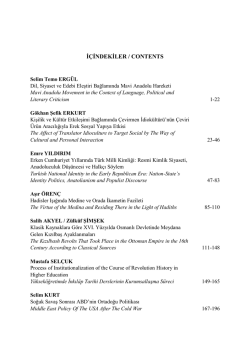 İ&Ccedil;İNDEKİLER / CONTENTS