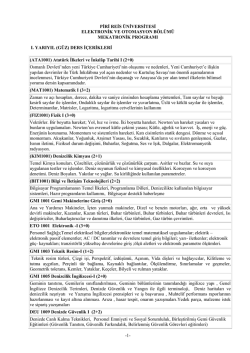 Mekatronik Programı - Piri Reis &Uuml;niversitesi