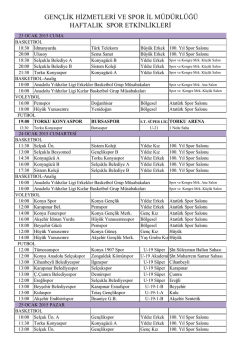 23-30 OCAK 2015 HAFTALIK B&Uuml;LTEN