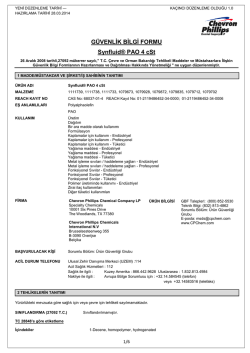 G&Uuml;VENLİK BİLGİ FORMU Synfluid&reg; PAO 4 cSt