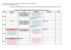 G&uuml;ncel 2014-2015 Eğitim &Ouml;ğretim Yılı G&uuml;z Yarıyılı Ders Programı