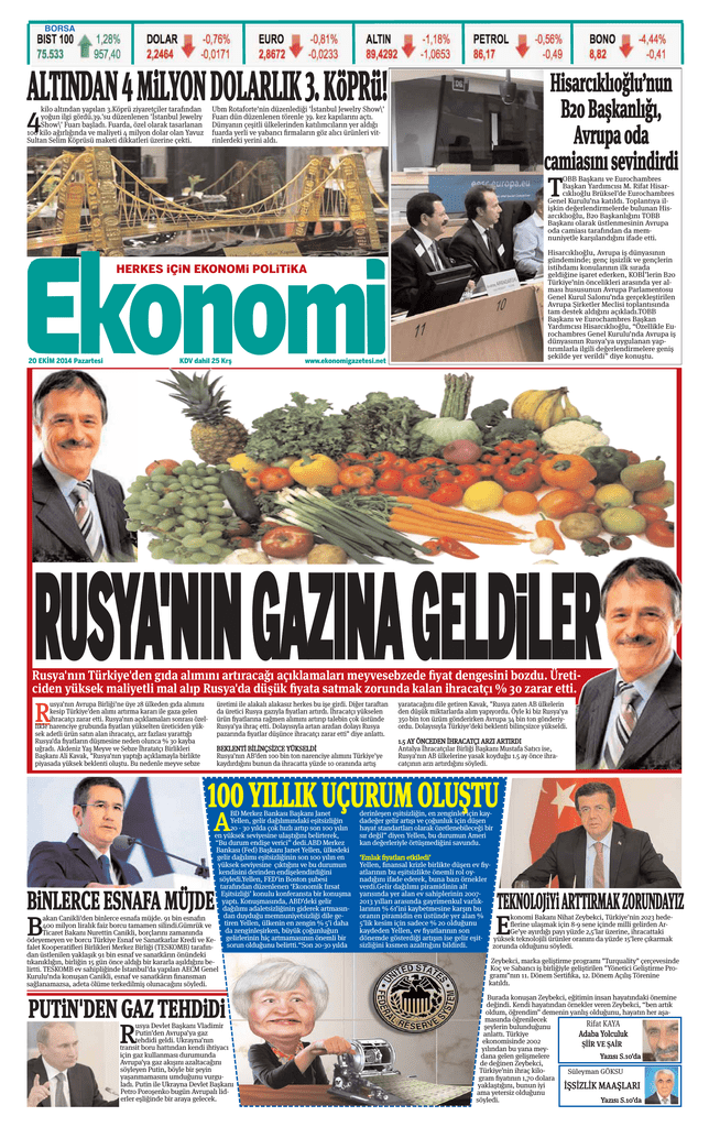 Ekim 14 Ekonomi Gazetesi