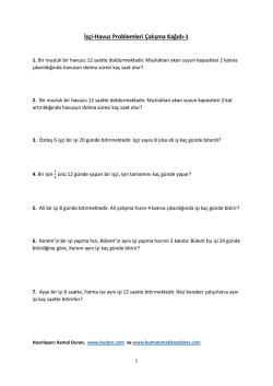 İş&ccedil;i-Havuz Problemleri &Ccedil;alışma Kağıdı-1