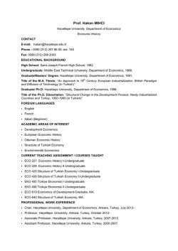 Hakan MIHCI - Hacettepe &Uuml;niversitesi İktisat B&ouml;l&uuml;m&uuml;