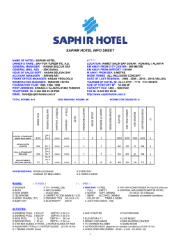 HOTEL INFO SHEET